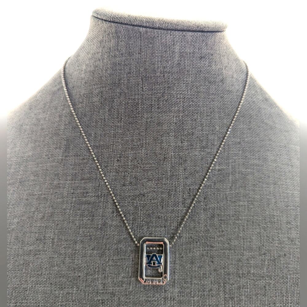 Auburn University Collegiate Silver Tone Mini Ball Chain Pendant Necklace